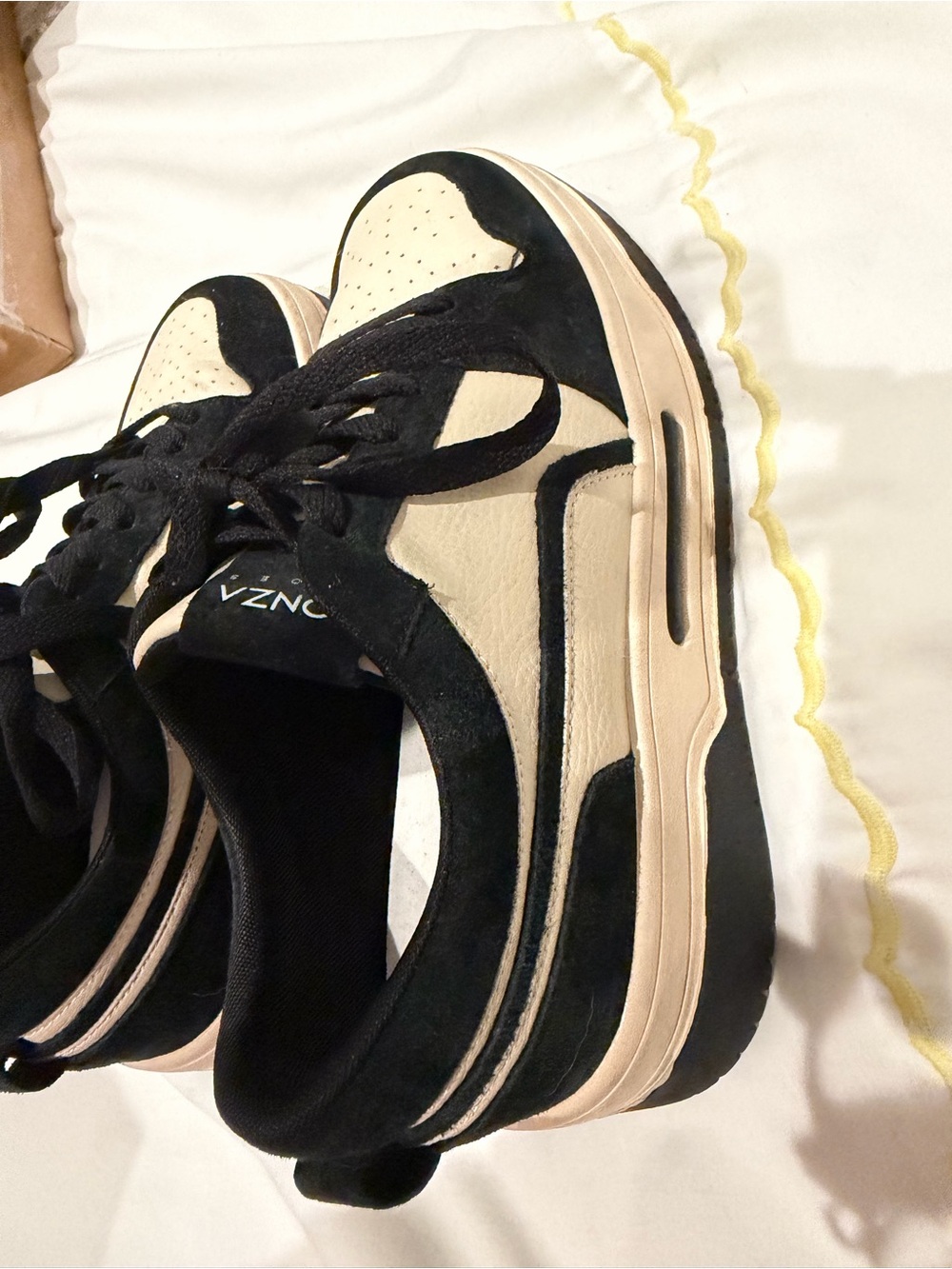 LONZA Two-Tone Black and Cream Platform Sneakers. Excellent condition.